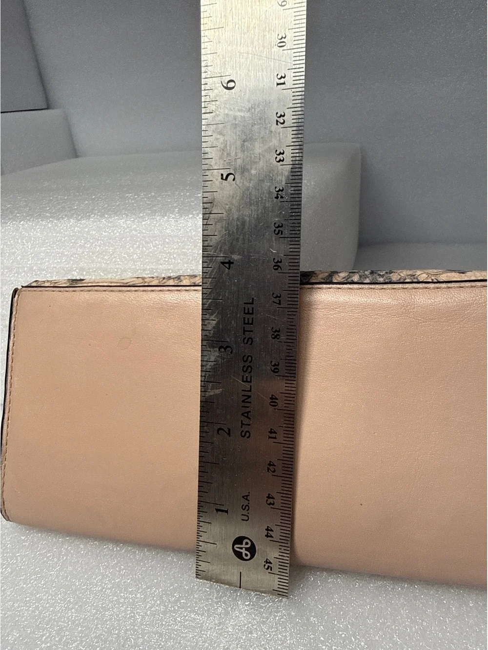 Coach Snakeskin Print Leather Flap Wallet Nude Beige Long Continental Wallet